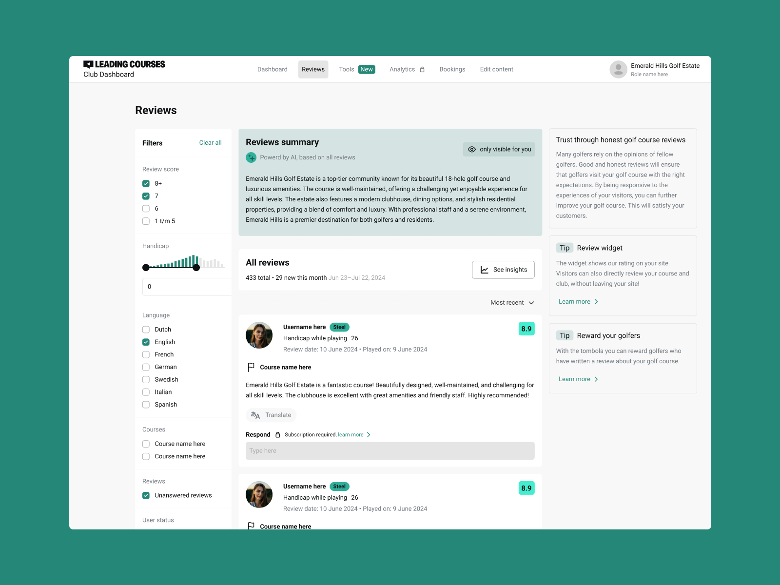 Club Dashboard - 2